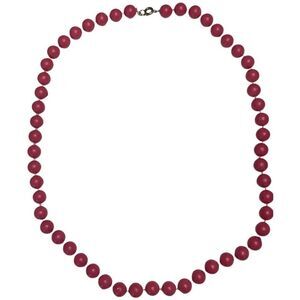 Vintage Pink Fuchsia Faux Pearl Acrylic Beaded Chain Summer Necklace 24in